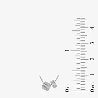 Womens 1/4 CT. T.W. Lab Grown White Diamond Sterling Silver Square Pendant Necklace