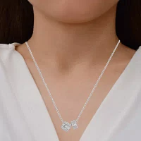 Womens 1/4 CT. T.W. Lab Grown White Diamond Sterling Silver Square Pendant Necklace