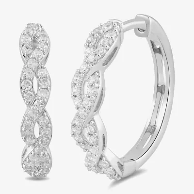 1/2 CT. T.W. Lab Grown White Diamond Sterling Silver 19.4mm Hoop Earrings