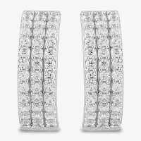 1/2 CT. T.W. Lab Grown White Diamond Sterling Silver 14.4mm Hoop Earrings