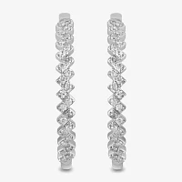 1/2 CT. T.W. Lab Grown White Diamond Sterling Silver 32.3mm Hoop Earrings