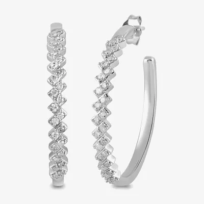 1/2 CT. T.W. Lab Grown White Diamond Sterling Silver 32.3mm Hoop Earrings