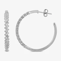 1/2 CT. T.W. Lab Grown White Diamond Sterling Silver 32.3mm Hoop Earrings