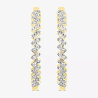 1/2 CT. T.W. Lab Grown White Diamond 14K Gold Over Silver 32.3mm Hoop Earrings