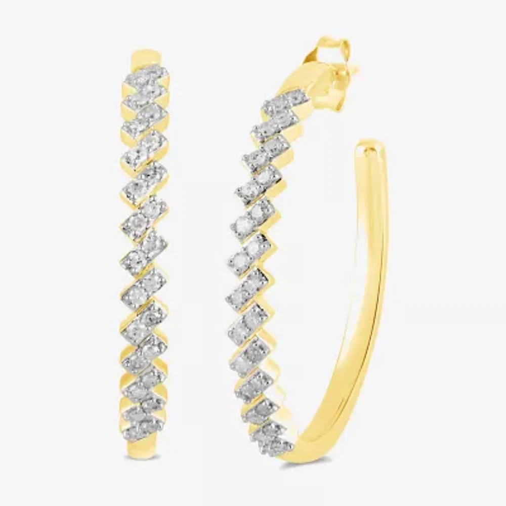 1/2 CT. T.W. Lab Grown White Diamond 14K Gold Over Silver 32.3mm Hoop Earrings