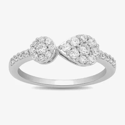 Womens 1/2 CT. T.W. Lab Grown White Diamond Sterling Silver Cocktail Ring