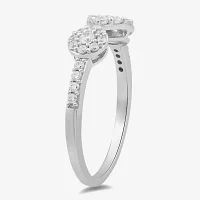 Womens 1/2 CT. T.W. Lab Grown White Diamond Sterling Silver Cocktail Ring