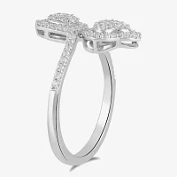 Womens 1/2 CT. T.W. Lab Grown White Diamond Sterling Silver Heart Cluster Cocktail Ring