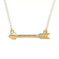 Personalized 14K Yellow Gold Initial Arrow Pendant Necklace