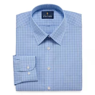 Stafford Travel Performance  Super Shirt Big And Tall Mens Point Collar Long Sleeve Wrinkle Free Dress Shirt