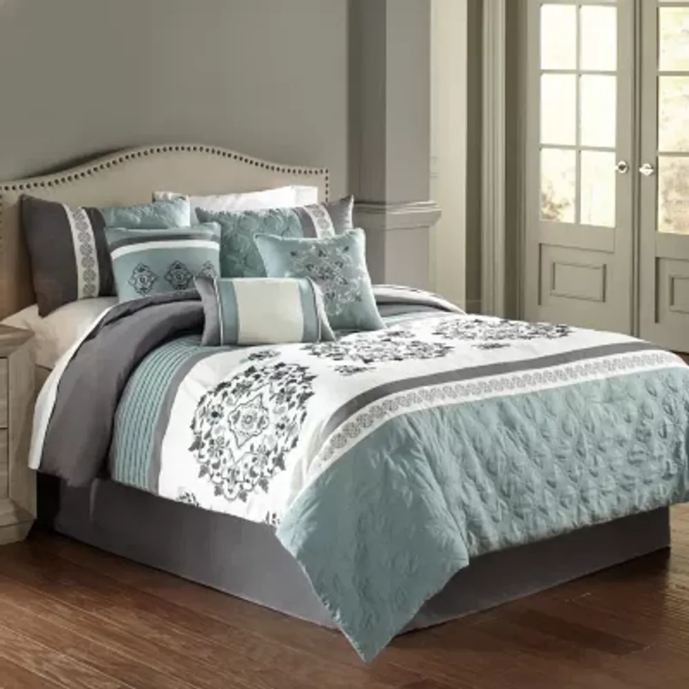 Laura Ashley Bramble Floral Green 7-Piece Reversible Comforter Bonus Set