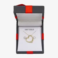 White Cubic Zirconia 10K Gold Heart 2-pc. Jewelry Set