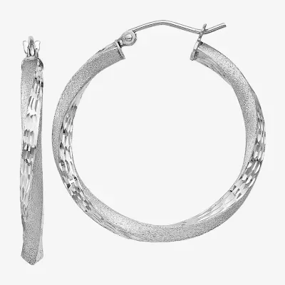 Sterling Silver Titanium 31mm Hoop Earrings