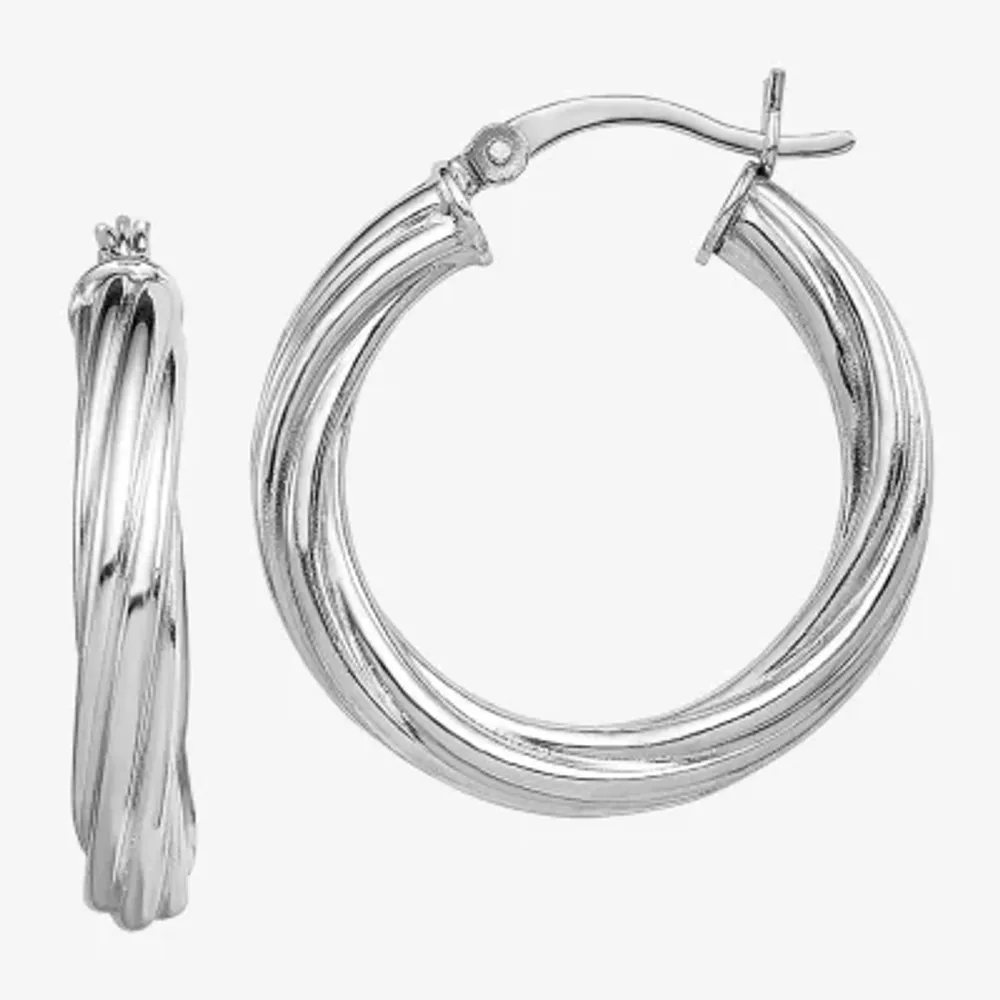 Sterling Silver Titanium 25mm Hoop Earrings