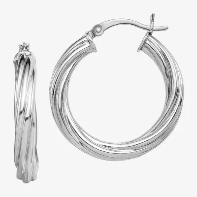 Sterling Silver Titanium 25mm Hoop Earrings