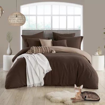 Swift Home Modern Prewashed Crinkle Reversible Duvet Cover Set