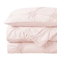 Swift Home Ultra Glam Floral Ruched Rosette Duvet Cover Set