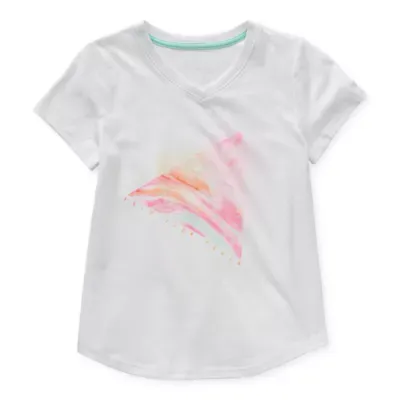 Xersion Little & Big Girls V Neck Short Sleeve Graphic T-Shirt