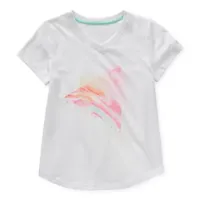 Xersion Little & Big Girls V Neck Short Sleeve Graphic T-Shirt