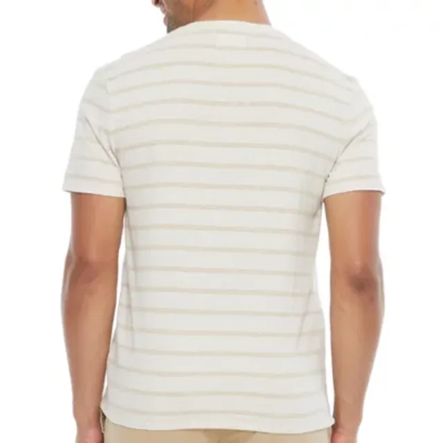 Mutual weave Striped Mens Short Sleeve Regular Fit Henley Shirt