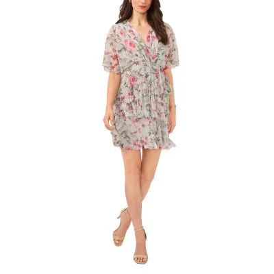 Sam And Jess Short Sleeve Floral Fit + Flare Dress