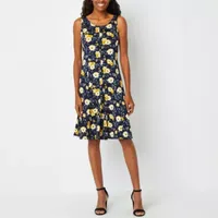 Perceptions Womens Floral Jacket Dress Petite