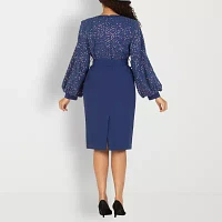 Giovanna Signature Womens Long Sleeve Embellished Shift Dress