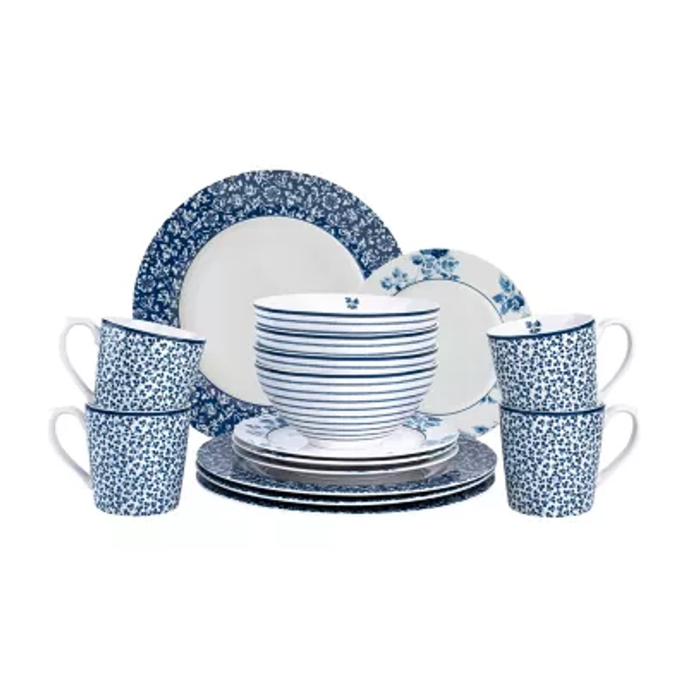 Laura Ashley Mixed Designs 16-pc. Porcelain Dinnerware Set - Blueprint Collectables