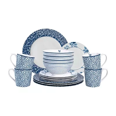 Laura Ashley Mixed Designs 16-pc. Porcelain Dinnerware Set - Blueprint Collectables