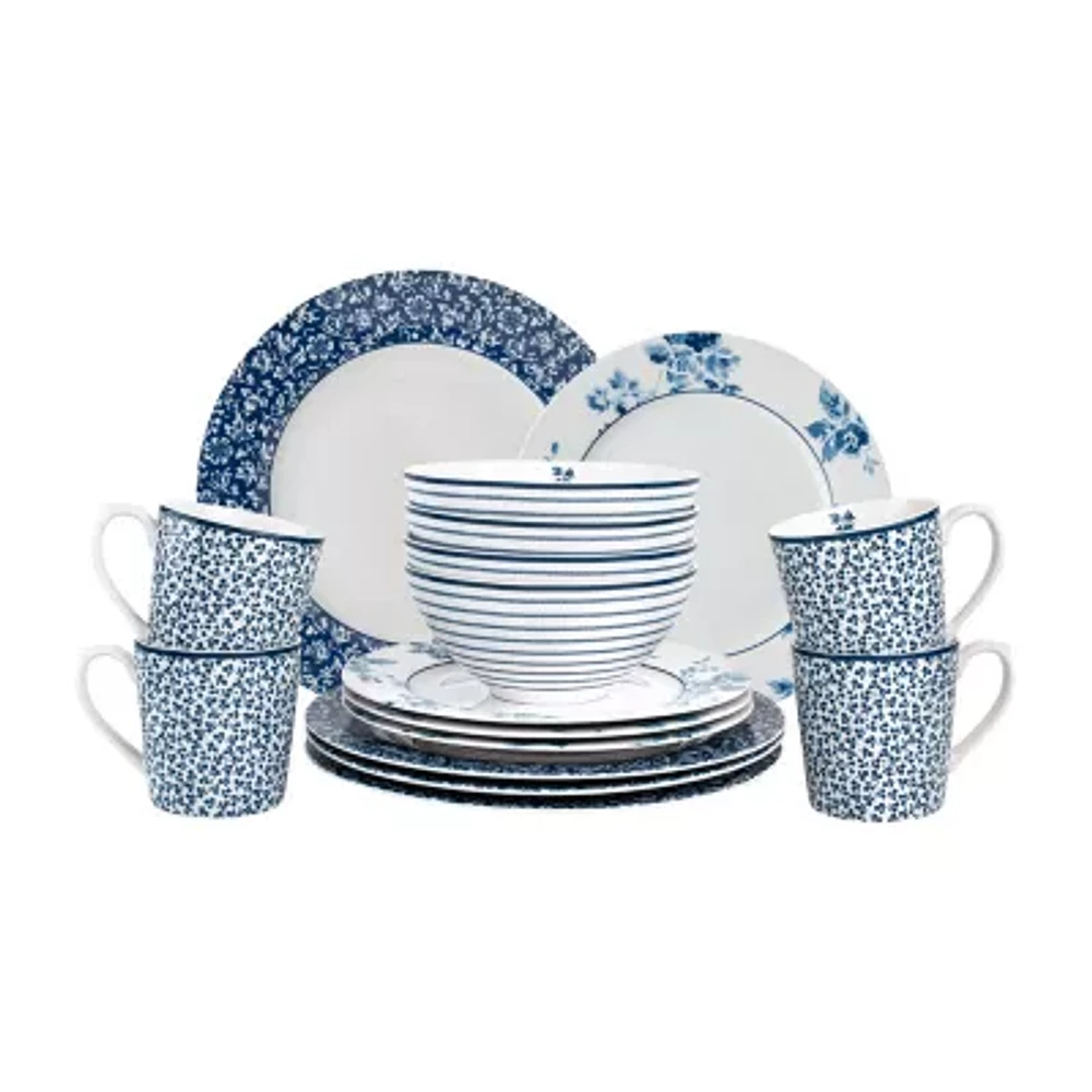 Laura Ashley Mixed Designs 16-pc. Porcelain Dinnerware Set - Blueprint Collectables