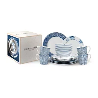 Laura Ashley Mixed Designs 16-pc. Porcelain Dinnerware Set - Blueprint Collectables