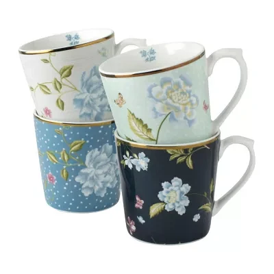 Laura Ashley Mixed Designs 4-pc. Cappuccino Cups Set - Heritage Collectables