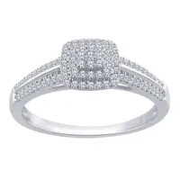 Promise My Love Womens 1/ CT. T.W. Natural Diamond Sterling Silver Cushion Halo Ring