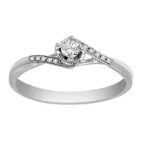 Promise My Love Womens 1/ CT. T.W. Natural White Diamond Sterling Silver Round Side Stone Ring