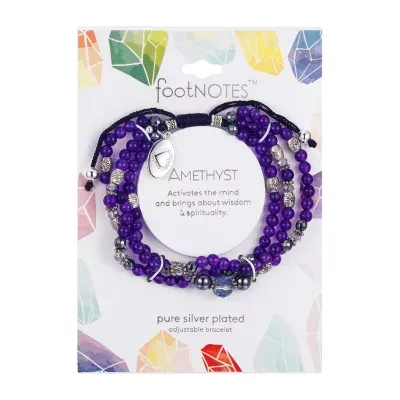 Footnotes Amethyst 8 1/4 Inch Braid Round Beaded Bracelet
