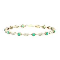 Diamond Accent Lab Created Green Emerald 10K Gold Over Silver 7 Inch Tennis Bracelet