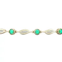 Diamond Accent Lab Created Green Emerald 10K Gold Over Silver 7 Inch Tennis Bracelet