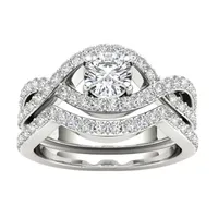 14K White Gold 1 1/2 CT Natural Diamond Set