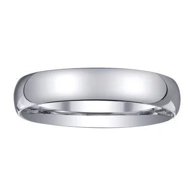 Womens 4mm Silver Domed Wedding Band Ring