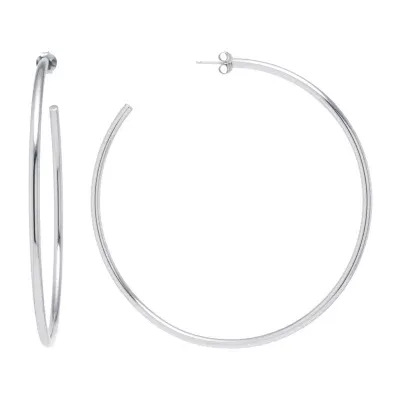Sterling Silver Round 86 MM Hoop Earrings