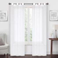 Regal Home Pompom Embellished Sheer Grommet Top Set of 2 Curtain Panel