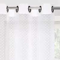 Regal Home Pompom Embellished Sheer Grommet Top Set of 2 Curtain Panel