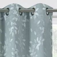 Regal Home Tossed Leaf Jacquard Light-Filtering Grommet Top Set of 2 Curtain Panel