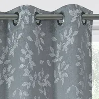 Regal Home Tossed Leaf Jacquard Light-Filtering Grommet Top Set of 2 Curtain Panel