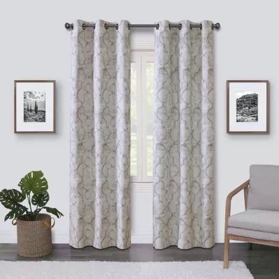 Max Blackout Emerson Scroll Grommet Top 100% Single Curtain Panels