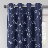 Max Blackout Mystique Grommet Top Embroidered 100% Single Curtain Panels