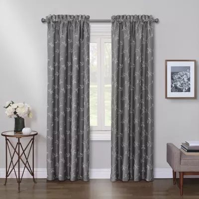 Max Blackout Mystique Embroidered 100% Rod Pocket Single Curtain Panel