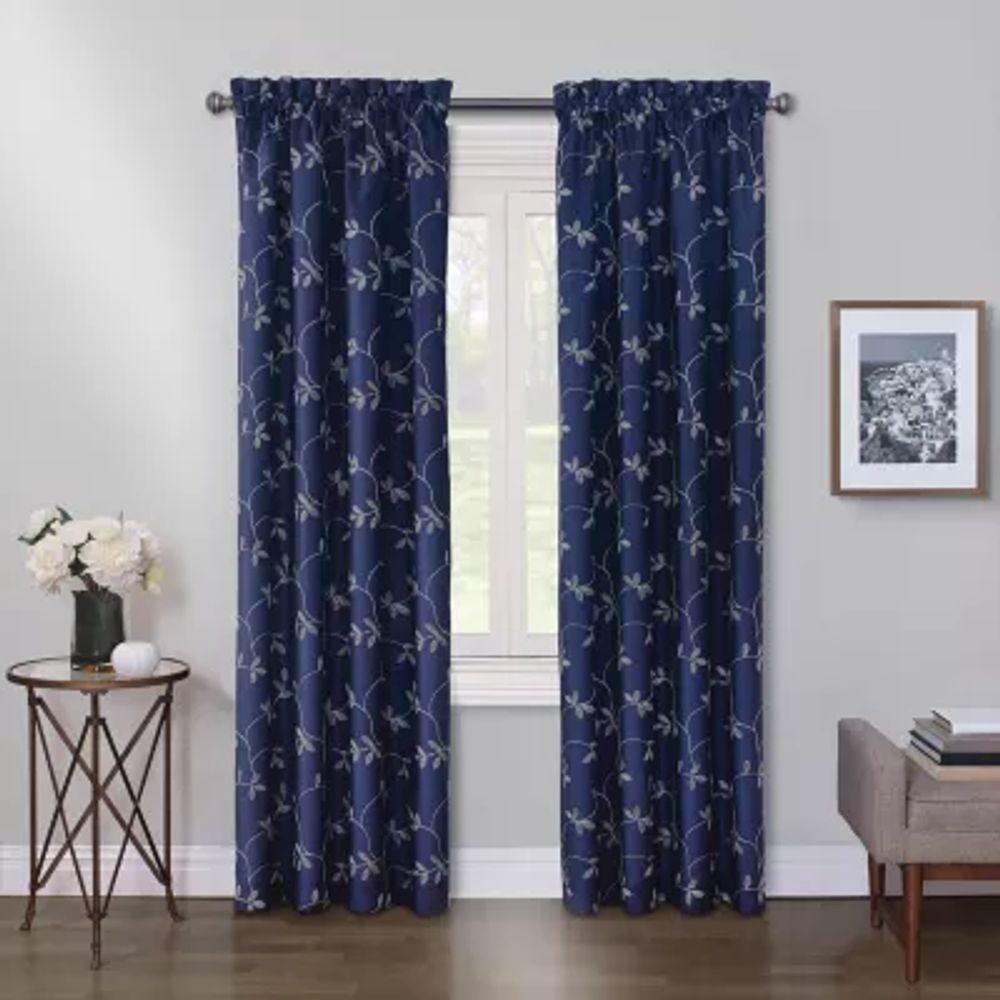 Max Blackout Mystique Rod Pocket Embroidered 100% Single Curtain Panel
