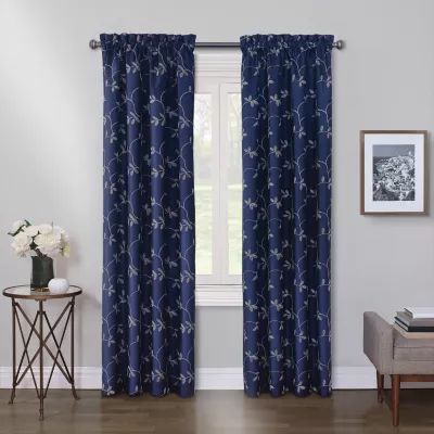 Max Blackout Mystique Rod Pocket Embroidered 100% Single Curtain Panel