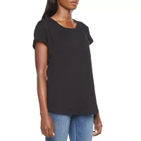 a.n.a Womens Round Neck Short Sleeve T-Shirt